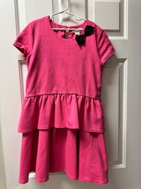 kate spade Hot Pink Short-Sleeve Peplum Dress with Black Bow